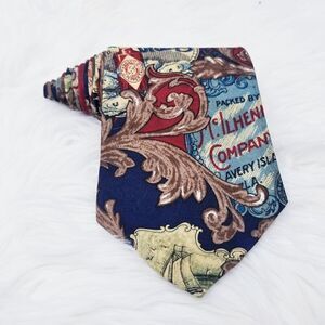 Tabasco Navy Blue & Red Oysters Shipping Neck Tie